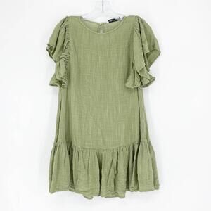 Zara Ruffle Sleeve Green Mini Dress Small